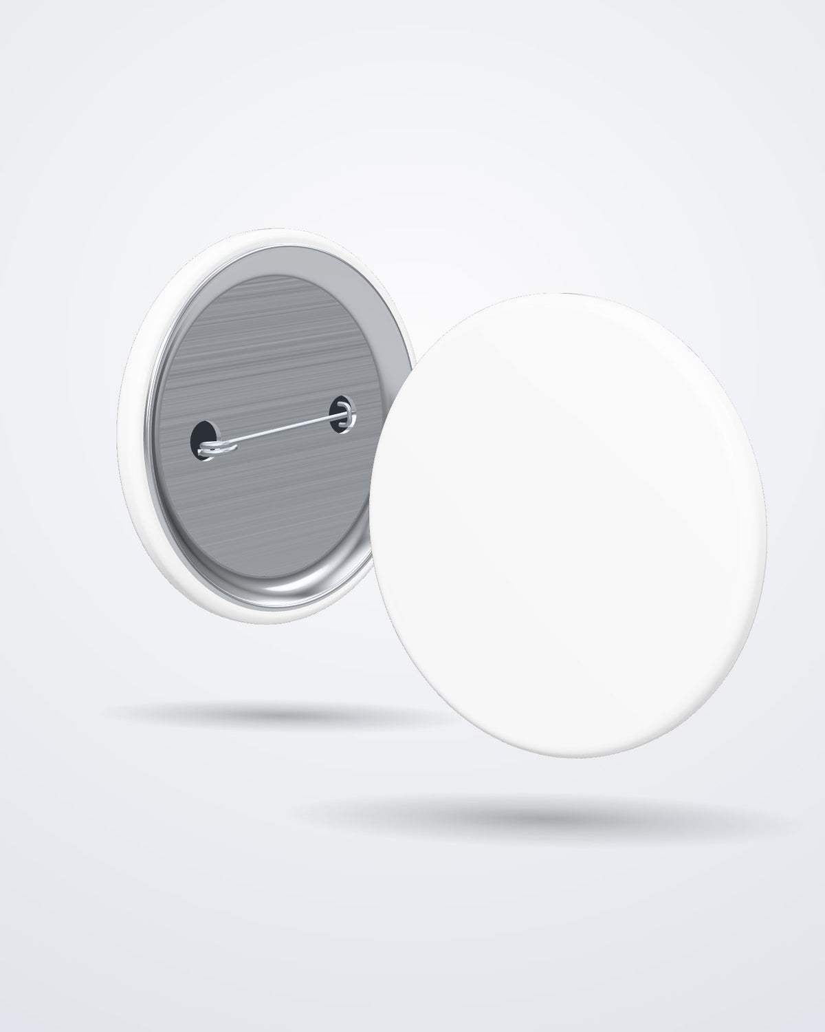 Blank 2.25 inch pinback button with glossy face and pin back (3D mockup)